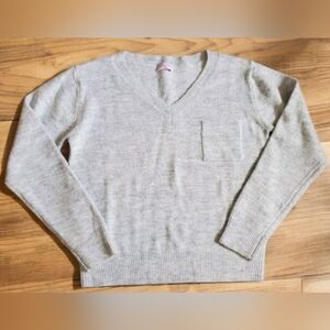Pink Lily brand v-neck knit‎ sweater women's medium heathered gray pullover